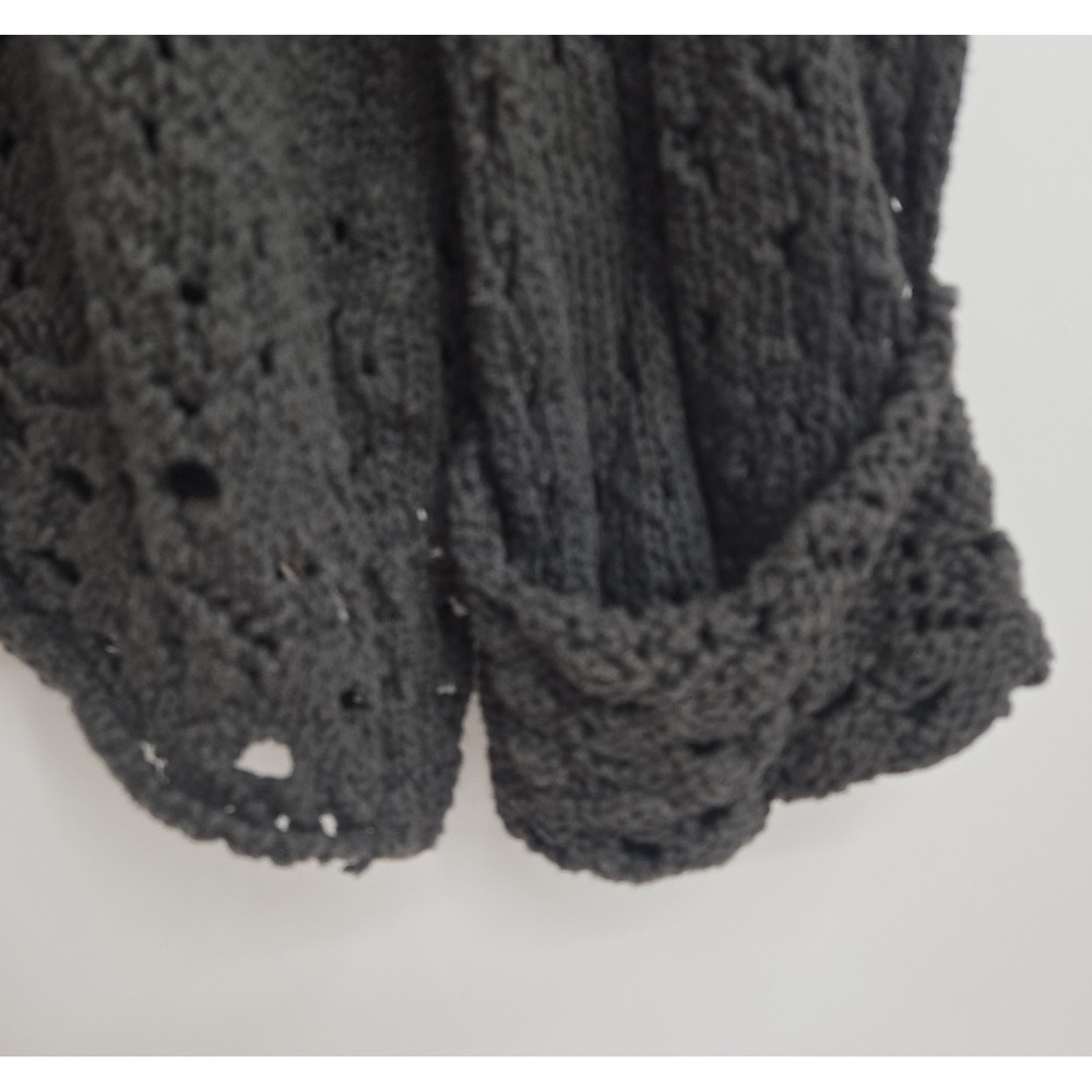 Free People Sweater Size Small Traveling Slate Gray Cotton Open Knit Crochet - Picture 6 of 15